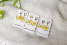 Load image into Gallery viewer, Hexagon Buttercup Huggies (gold)