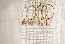 Load image into Gallery viewer, Tiny Flower Sleeper Hoops (stars)