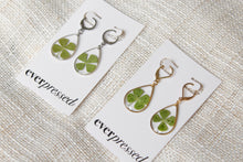Load image into Gallery viewer, Teardrop 4 Leaf Clover Huggies (silver/gold)