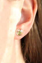 Load image into Gallery viewer, Pink + Orange Queen Anne's Lace Round Studs (silver/gold)
