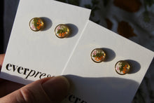 Load image into Gallery viewer, Pink + Orange Queen Anne's Lace Round Studs (silver/gold)