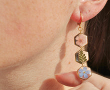 Load image into Gallery viewer, 3-Tiered Hexagon Huggies (gold)