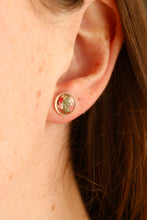 Load image into Gallery viewer, Pink + Red Queen Anne's Lace Round Studs (silver)