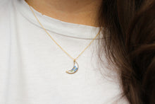 Load image into Gallery viewer, Forget Me Not Moon Necklace (gold)