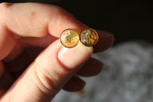 Load image into Gallery viewer, Pink + Orange Queen Anne's Lace Round Studs (silver/gold)