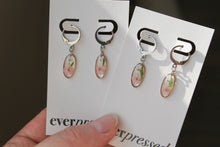 Load image into Gallery viewer, Pink Teardrop/Oval Huggies (silver)