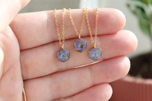 Load image into Gallery viewer, Forget Me Not Hexagon Necklace (gold)