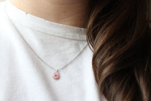 Load image into Gallery viewer, Pink Narcissus Drop Necklace (silver)