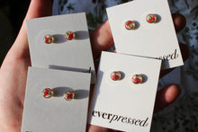 Load image into Gallery viewer, Pink + Red Queen Anne's Lace Round Studs (silver)