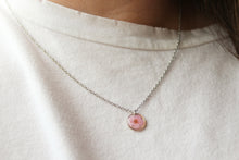 Load image into Gallery viewer, Pink Narcissus Drop Necklace (silver)