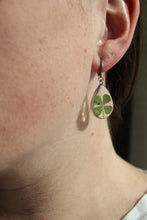 Load image into Gallery viewer, Teardrop 4 Leaf Clover Huggies (silver/gold)