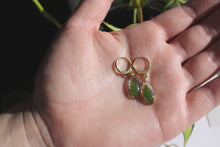 Load image into Gallery viewer, Flower Earrings (Gold Fern Ovals)