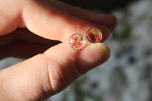 Load image into Gallery viewer, Red Queen Anne's Lace Round Studs (silver)