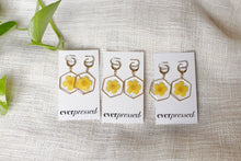 Load image into Gallery viewer, Hexagon Buttercup Huggies (gold)
