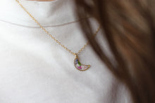 Load image into Gallery viewer, Mixed Flower Mini Moon Necklace (gold)
