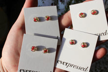 Load image into Gallery viewer, Pink + Red Queen Anne&#39;s Lace Round Studs (silver)
