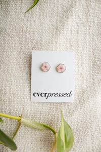 Pink Hexagon Studs