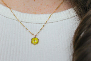 Yellow Flower Hexagon Necklace