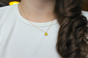 Yellow Flower Hexagon Necklace