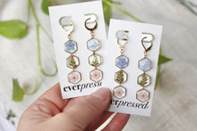 Load image into Gallery viewer, 3-Tiered Hexagon Huggies (gold)
