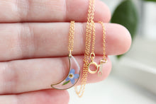 Load image into Gallery viewer, Forget Me Not Moon Necklace (gold)
