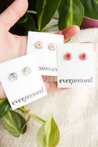 Pink Hexagon Studs