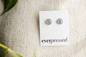 Blue Forget Me Not Studs - Gold