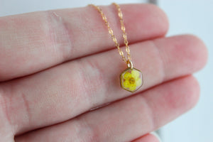 Yellow Flower Hexagon Necklace