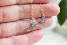 Load image into Gallery viewer, Forget Me Not Moon Necklace (gold)
