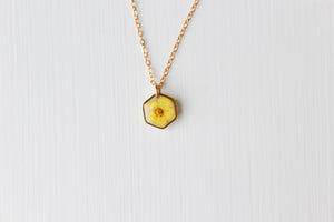 Yellow Flower Hexagon Necklace