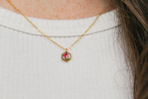 Mini Hexagon Necklace - Red