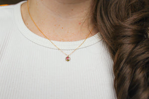 Mini Hexagon Necklace - Red