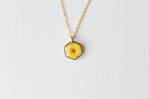 Yellow Flower Hexagon Necklace