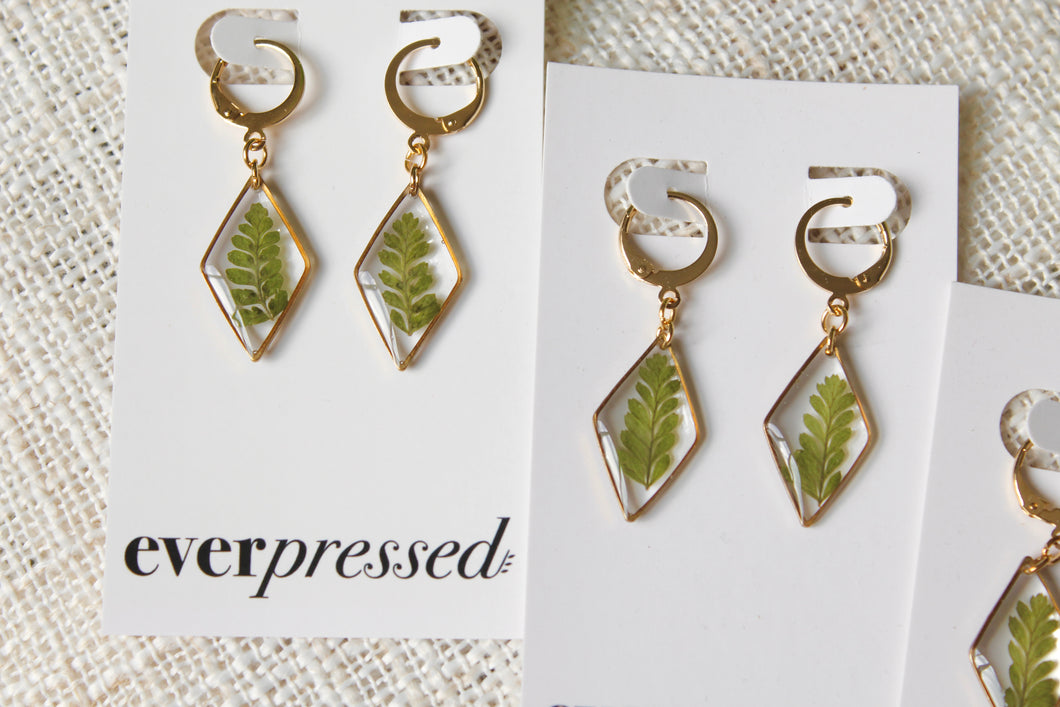 Fern Diamond Huggies (gold)