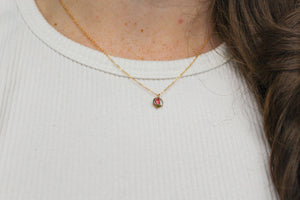 Mini Hexagon Necklace - Red