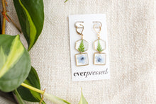 Load image into Gallery viewer, Fern &amp; Forget Me Not Geometric Earrings
