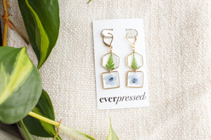 Fern & Forget Me Not Geometric Earrings