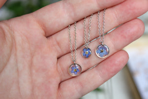 Forget Me Not Drop Necklace (silver)