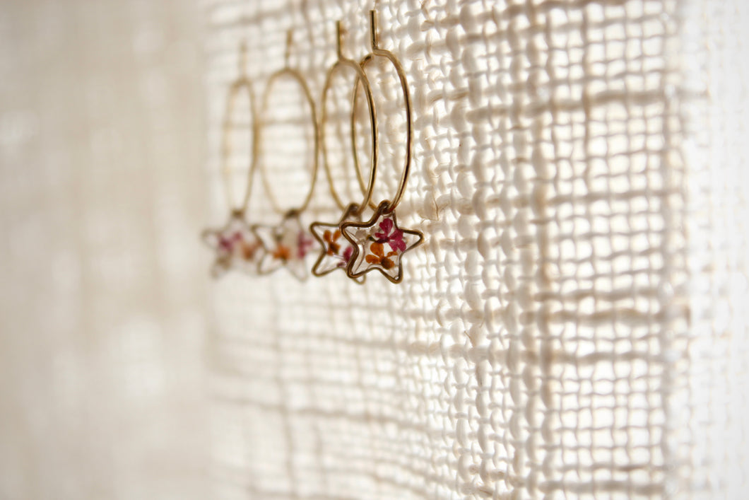 Tiny Flower Sleeper Hoops (stars)