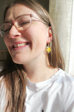 Load image into Gallery viewer, Hexagon Buttercup Huggies (gold)
