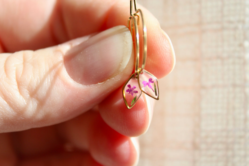 Tiny Flower Sleeper Hoops (diamond)