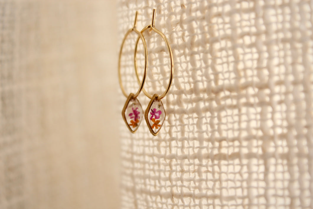 Tiny Flower Sleeper Hoops (diamonds)