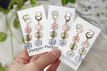 Load image into Gallery viewer, 3-Tiered Hexagon Huggies (gold)
