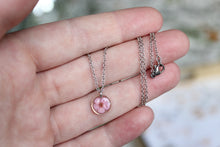 Load image into Gallery viewer, Pink Narcissus Drop Necklace (silver)
