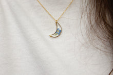 Load image into Gallery viewer, Forget Me Not Moon Necklace (gold)
