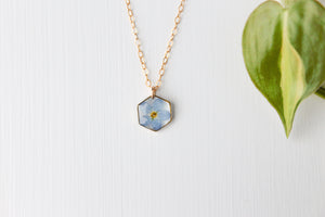 Forget Me Not Hexagon Necklace