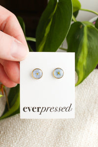 Blue Forget Me Not Studs - Gold