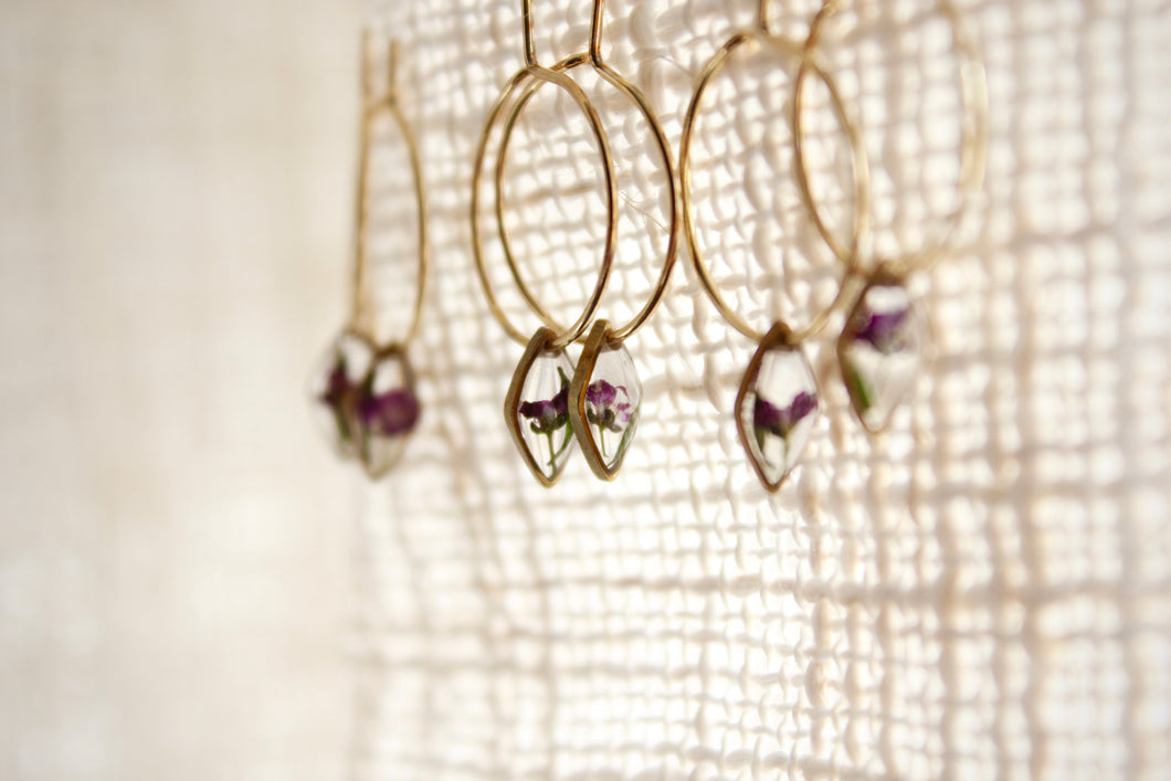 Tiny Flower Sleeper Hoops (diamond)