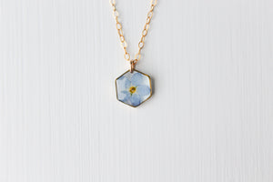 Forget Me Not Hexagon Necklace