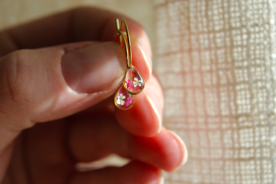 Tiny Flower Sleeper Hoops (teardrops)